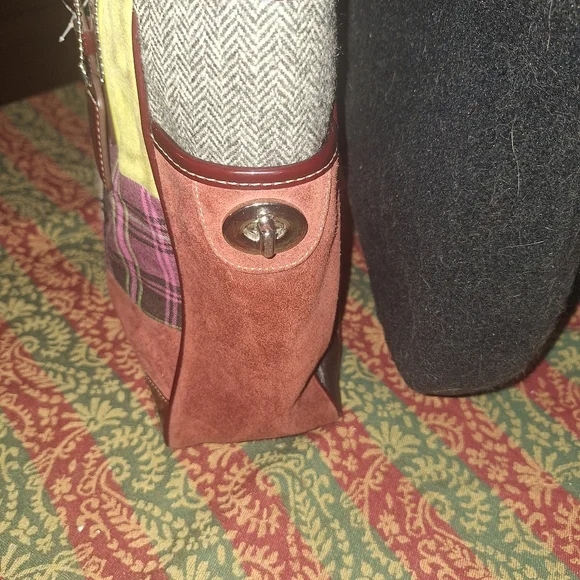 NWOT COAH Y2K Patchwork Tote Purse with Leather Straps - Picture 6 of 13